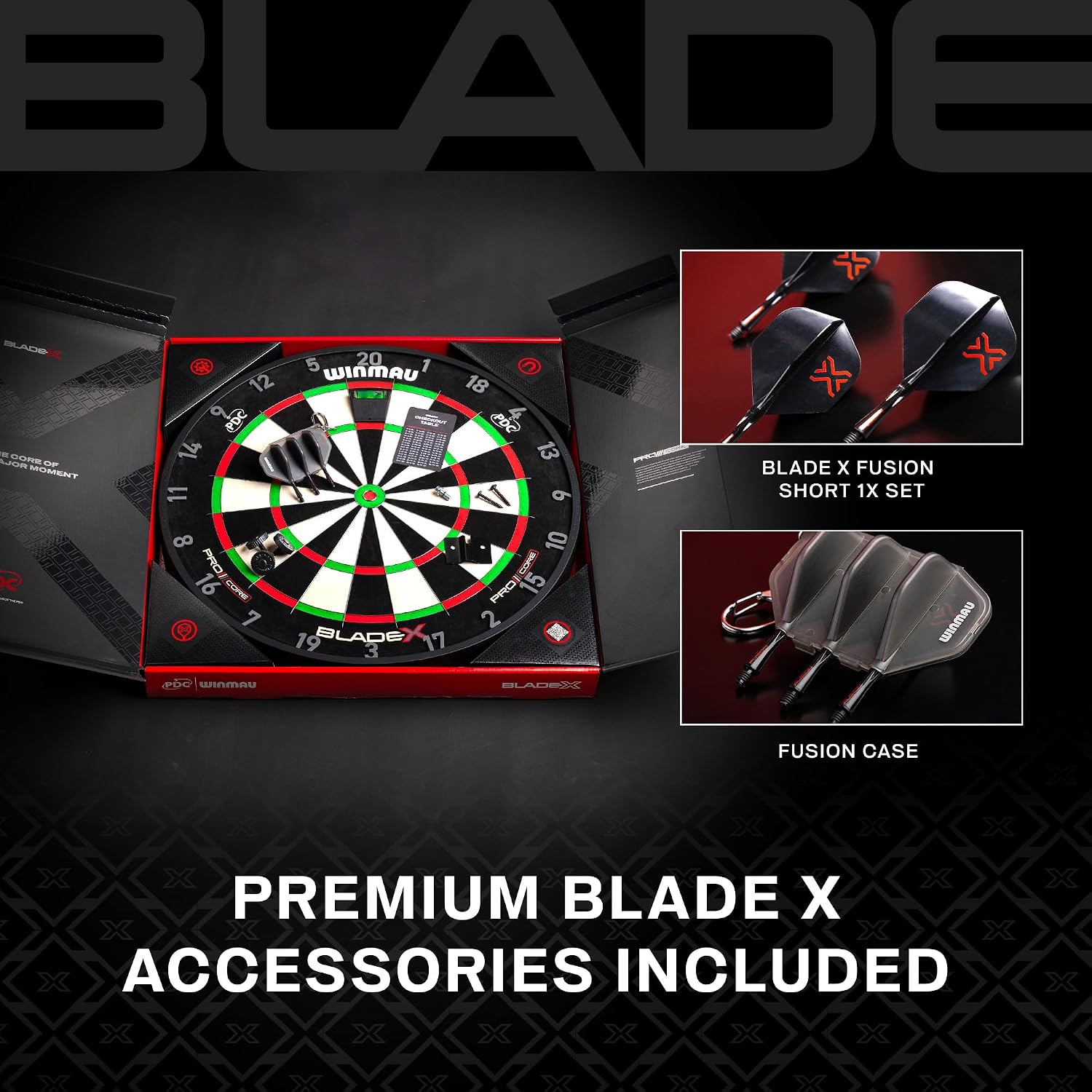 WINMAU Blade Series Dartboards – professionella PDC officiella turneringsdarttavlor – Blade X | 360 | Triple Core
