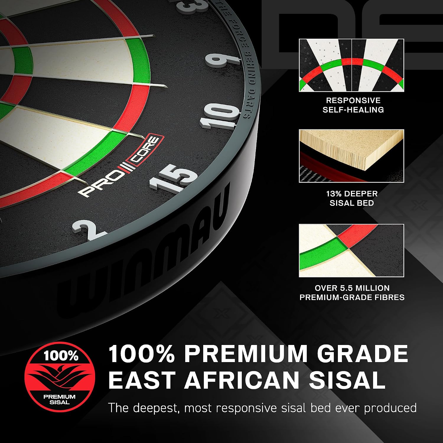 WINMAU Blade Series Dartboards – professionella PDC officiella turneringsdarttavlor – Blade X | 360 | Triple Core