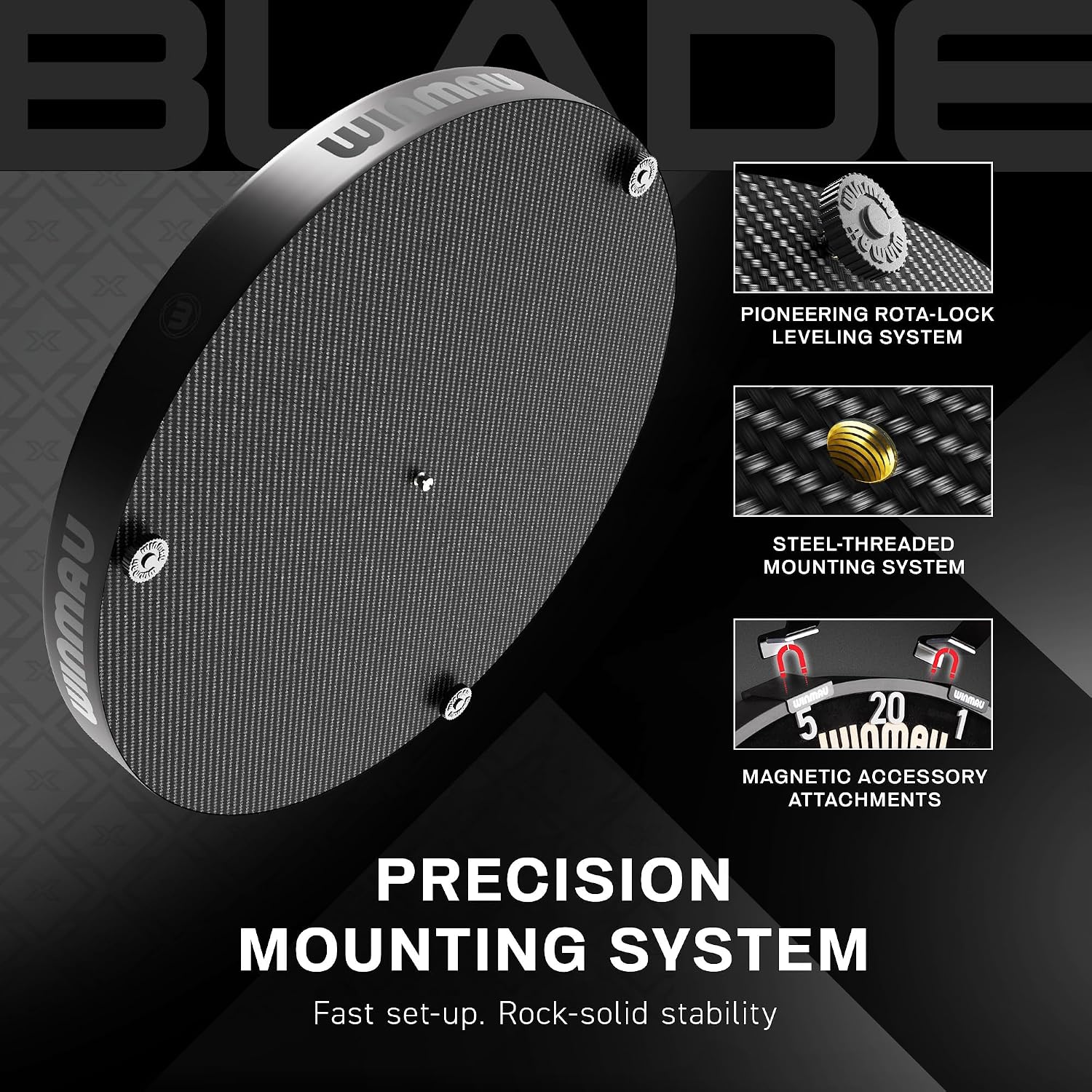 WINMAU Blade Series Dartboards – professionella PDC officiella turneringsdarttavlor – Blade X | 360 | Triple Core